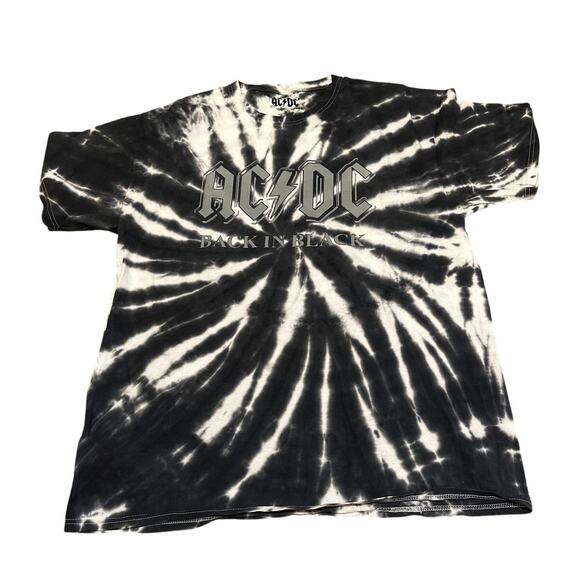 Merch Traffic AC/DC Back in Black Tie Dye Graphic Tee Shirt Size Large New - Picture 1 of 3